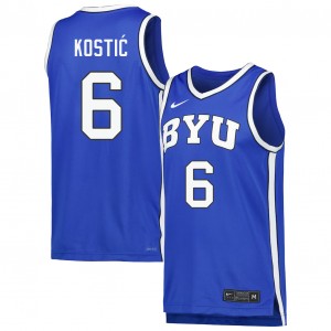 Men Aleksej Kostic Royal BYU Cougars #6 College Basketball University Jerseys 918339-744