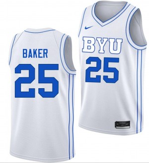 Men Dawson Baker White BYU Cougars #25 College Basketball 2025 Jerseys 703029-411