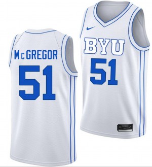 Men Jared McGregor White BYU Cougars #51 College Basketball University Jersey 774578-349