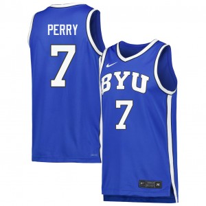 Men's KJ Perry Royal BYU Cougars #7 College Basketball Stitched Jersey 698556-255