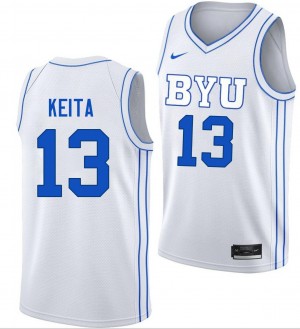 Men Keba Keita White BYU Cougars #13 College Basketball Official Jerseys 285115-366
