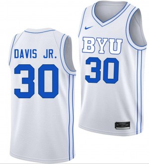 Mens Kennard Davis Jr. White BYU Cougars #30 College Basketball Replica Jerseys 323811-512