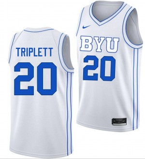 Men Max Triplett White BYU Cougars #20 College Basketball Official Jerseys 832478-781