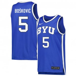 Men Mihailo Boskovic Royal BYU Cougars #5 College Basketball Alumni Jerseys 989686-610