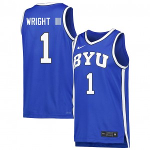 Men's Robert Wright III Royal BYU Cougars #1 College Basketball Limited Jerseys 958205-550