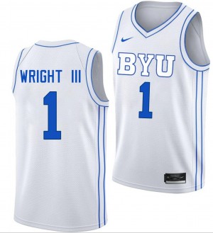 Men Robert Wright III White BYU Cougars #1 College Basketball 2025 Jersey 635446-667