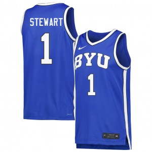Men Trey Stewart Royal BYU Cougars #1 College Basketball Game Jersey 968254-101
