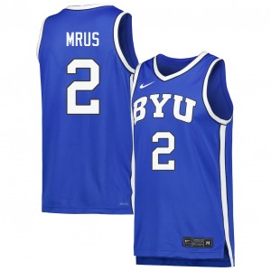 Mens Tyler Mrus Royal BYU Cougars #2 College Basketball Official Jersey 449737-361