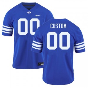 Mens Custom Royal BYU Cougars #00 College Football Stitched Jerseys 514976-237