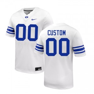 Men Custom White BYU Cougars #00 College Football University Jerseys 458783-286