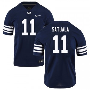 Men Faletau Satuala Navy BYU Cougars #11 College Football NCAA Jersey 548661-459