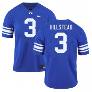 Men McCae Hillstead Royal BYU Cougars #3 College Football Replica Jersey 812145-494
