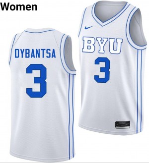 Women's A.J. Dybantsa White BYU Cougars #3 College Basketball NCAA Jersey 685710-817