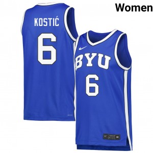 Womens Aleksej Kostic Royal BYU Cougars #6 College Basketball NCAA Jerseys 423137-505