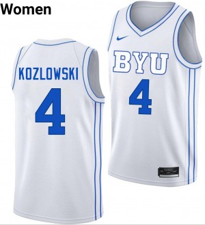 Women's Brody Kozlowski White BYU Cougars #4 College Basketball NCAA Jerseys 170166-712