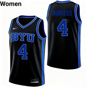 Women's Chamberlain Burgess Black BYU Cougars #4 College Basketball Limited Jerseys 903178-960