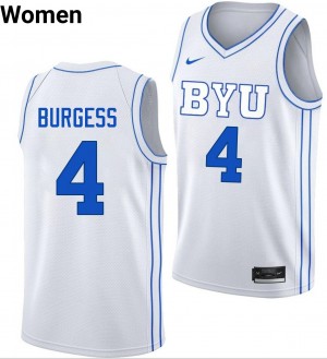 Women Chamberlain Burgess White BYU Cougars #4 College Basketball 2025-26 Jersey 212410-666