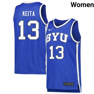 Womens Keba Keita Royal BYU Cougars #13 College Basketball Embroidery Jerseys 248238-313