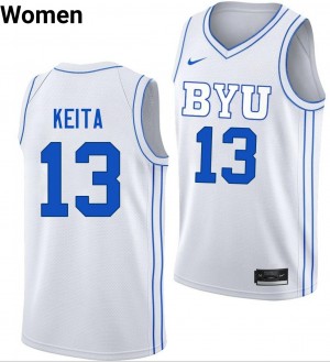 Women's Keba Keita White BYU Cougars #13 College Basketball Stitched Jerseys 342654-469