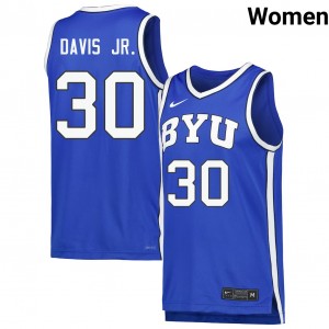 Womens Kennard Davis Jr. Royal BYU Cougars #30 College Basketball Embroidery Jersey 504519-573