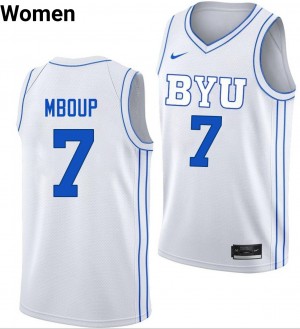 Women's Khadim Mboup White BYU Cougars #7 College Basketball 2025 Jerseys 961161-672