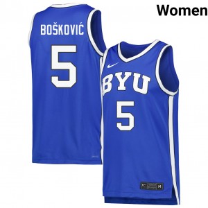 Women Mihailo Boskovic Royal BYU Cougars #5 College Basketball Player Jerseys 640656-619