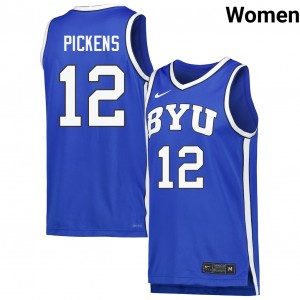 Womens Nate Pickens Royal BYU Cougars #12 College Basketball Stitched Jerseys 387449-233