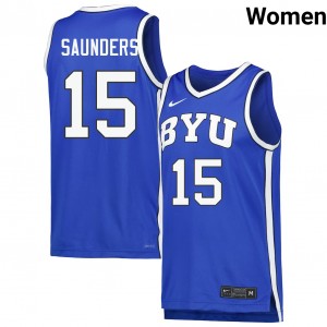 Women's Richie Saunders Royal BYU Cougars #15 College Basketball Embroidery Jersey 724074-554