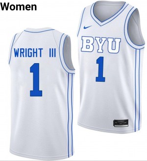 Women's Robert Wright III White BYU Cougars #1 College Basketball Official Jersey 161227-229