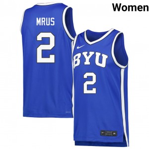 Women's Tyler Mrus Royal BYU Cougars #2 College Basketball NCAA Jerseys 807806-857