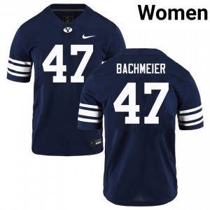 Womens Bear Bachmeier Navy BYU Cougars #47 College Football Embroidery Jersey 723133-880