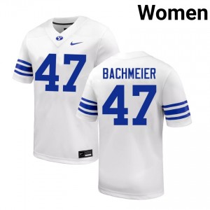 Womens Bear Bachmeier White BYU Cougars #47 College Football Embroidery Jerseys 413525-586
