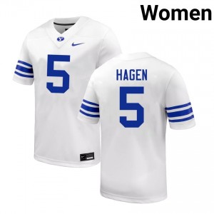 Women's Cody Hagen White BYU Cougars #5 College Football Game Jerseys 101774-107