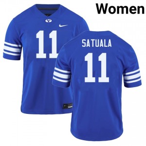 Women's Faletau Satuala Royal BYU Cougars #11 College Football Embroidery Jersey 679400-963