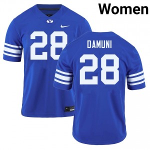 Women's Jovesa Damuni Royal BYU Cougars #28 College Football Embroidery Jerseys 516161-257