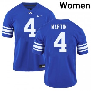 Women LJ Martin Royal BYU Cougars #4 College Football High School Jersey 148731-671