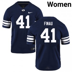 Womens Lucky Finau Navy BYU Cougars #41 College Football High School Jerseys 179485-459