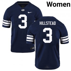 Women's McCae Hillstead Navy BYU Cougars #3 College Football Embroidery Jersey 909422-395