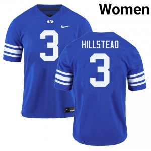 Womens McCae Hillstead Royal BYU Cougars #3 College Football Stitched Jerseys 326534-766