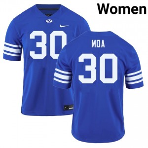 Womens Sione Moa Royal BYU Cougars #30 College Football Official Jersey 143735-125