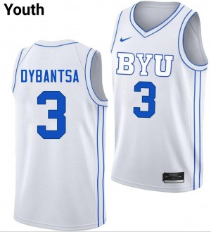 Youth A.J. Dybantsa White BYU Cougars #3 College Basketball Stitched Jersey 472311-560