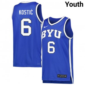 Youth Aleksej Kostic Royal BYU Cougars #6 College Basketball University Jersey 377855-507