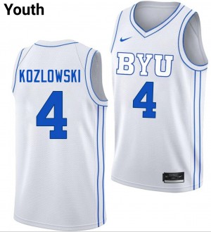 Youth Brody Kozlowski White BYU Cougars #4 College Basketball Replica Jersey 754669-952