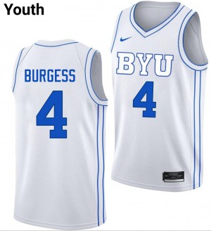 Youth Chamberlain Burgess White BYU Cougars #4 College Basketball NCAA Jerseys 511903-586