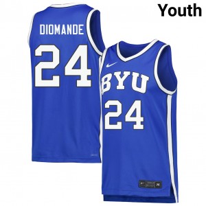 Youth Dominique Diomande Royal BYU Cougars #24 College Basketball Game Jersey 626321-845