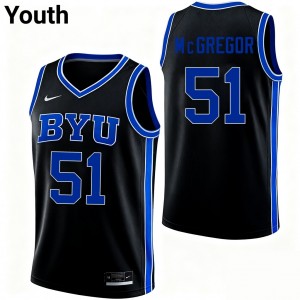 Youth Jared McGregor Black BYU Cougars #51 College Basketball Replica Jersey 179001-836