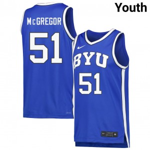 Youth Jared McGregor Royal BYU Cougars #51 College Basketball Game Jersey 997529-167