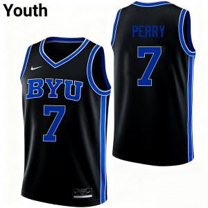 Youth KJ Perry Black BYU Cougars #7 College Basketball High School Jersey 444685-845