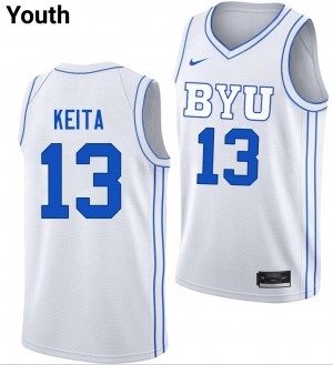Youth Keba Keita White BYU Cougars #13 College Basketball University Jersey 150305-624