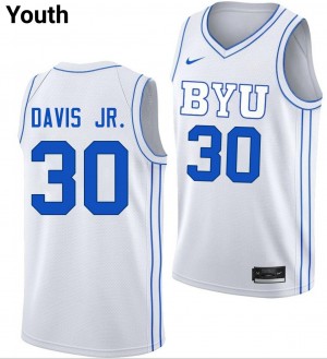 Youth Kennard Davis Jr. White BYU Cougars #30 College Basketball Alumni Jerseys 103650-356